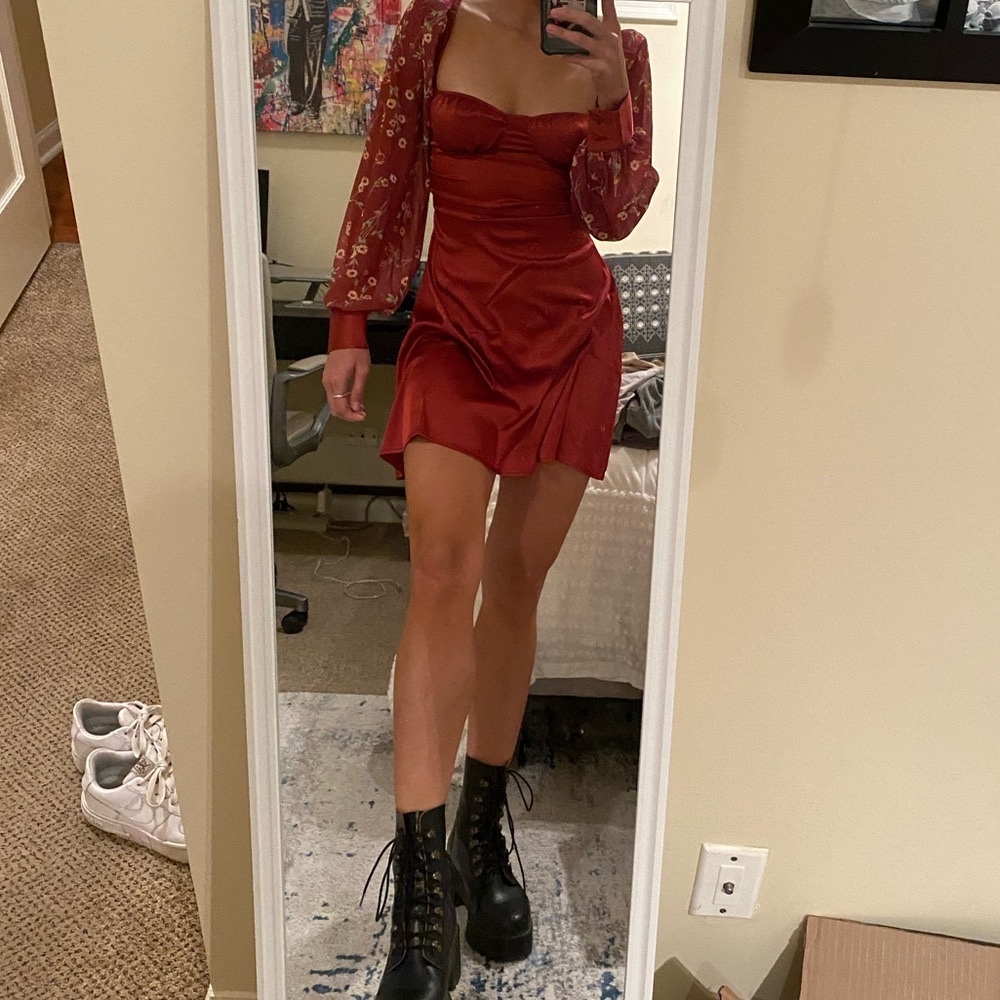 WeWoreWhat Red Puffsleeve Dress